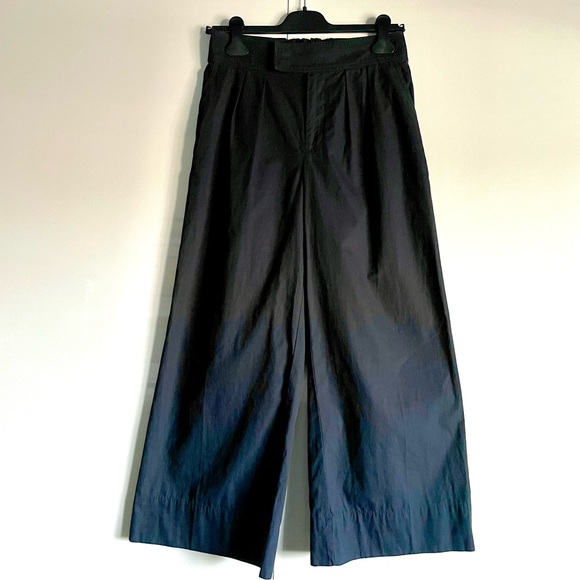 Anthropologie Pleated Poplin Wide-Leg Trousers In Black Size 4 NWT - Picture 4 of 12